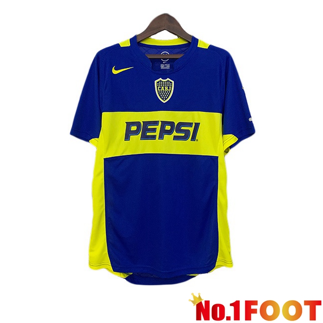 Boca Juniors Retro Home Soccer Jersey Blue Royal Yellow 2004-2005
