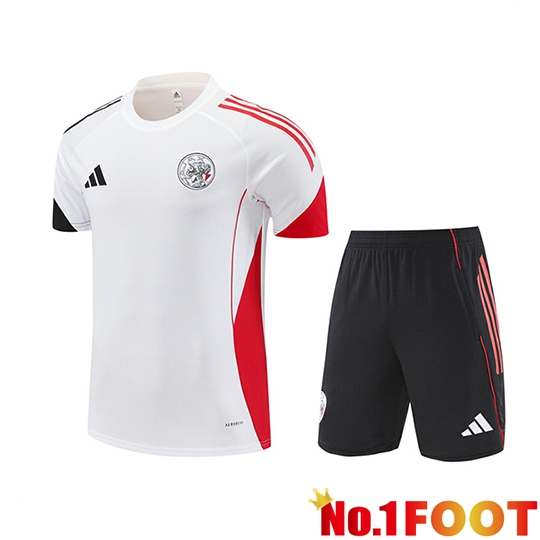 Ajax Kids Training T Shirt White Black Red 2025 2026