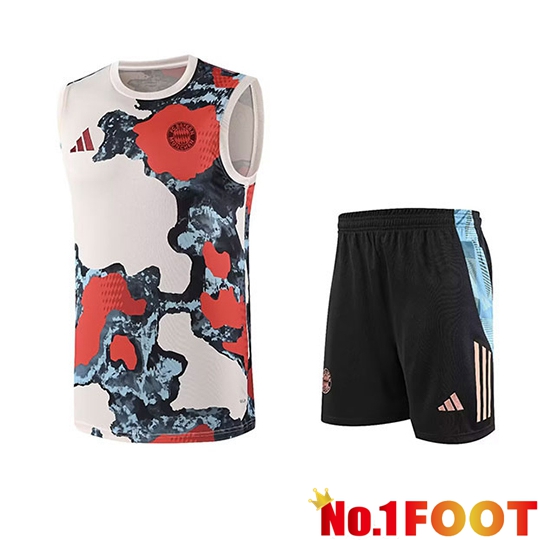 Bayern Munich Kids kit Soccer Vest Beige Red Blue 2025 2026