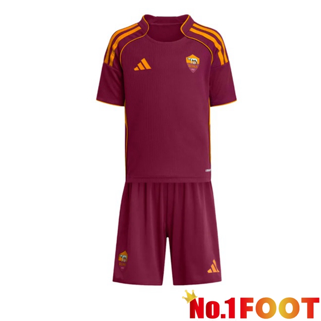 AS Rome Kids Home Soccer Jersey Red 2025/2026