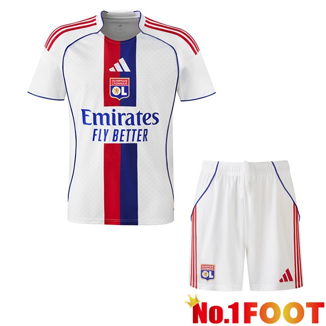 lyon OL Kids Home Soccer Jersey White 2025/2026