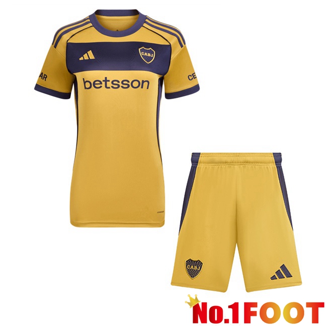 Boca Juniors Kids Away Soccer Jersey Yellow 2025/2026