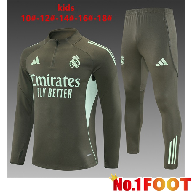 Real Madrid Kids kit Training Tracksuit Green 2025/2026