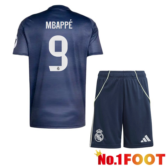 Real Madrid (Mbappé 9) Kids Away Soccer Jersey Blue Royal 2025/2026