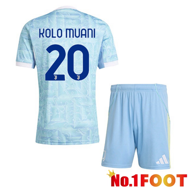 Juventus (KOLO MUANI 20) Kids Away Soccer Jersey Blue White 2025/2026