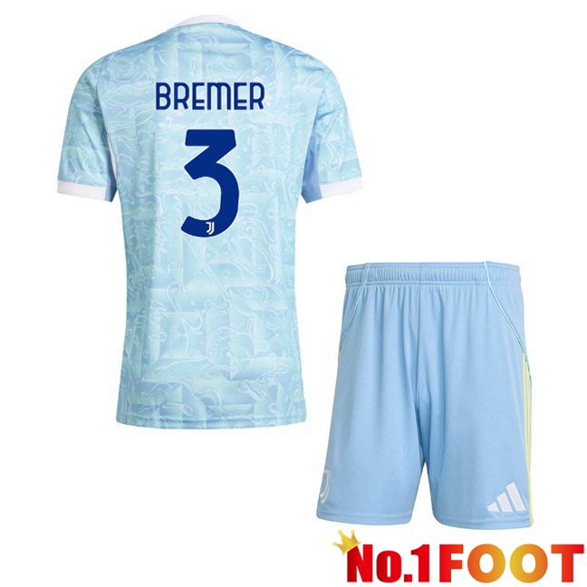 Juventus (BREMER 3) Kids Away Soccer Jersey Blue White 2025/2026