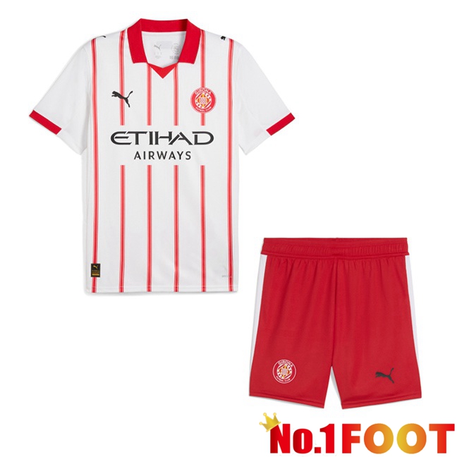 Girona Kids Home Soccer Jersey Red White 2025/2026