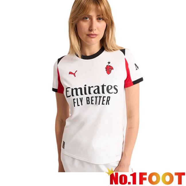 AC Milan Women Away Soccer Jersey White 2025/2026