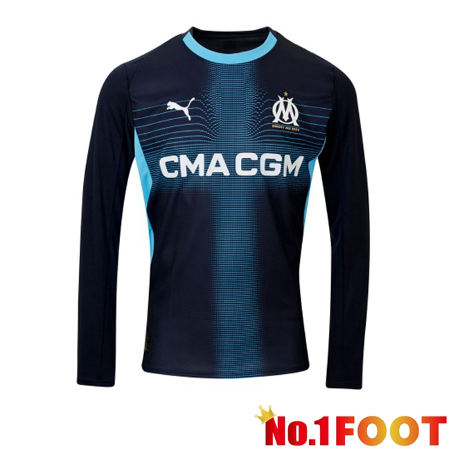 Marseille OM Away Soccer Jersey Long sleeve Blue Royal 2025/2026