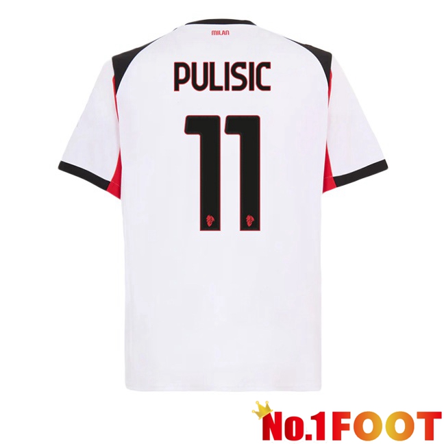 AC Milan (Pulisic 11) Away Soccer Jersey White 2025/2026