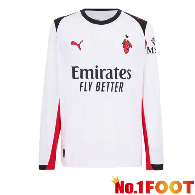AC Milan Away Soccer Jersey Long sleeve White 2025/2026