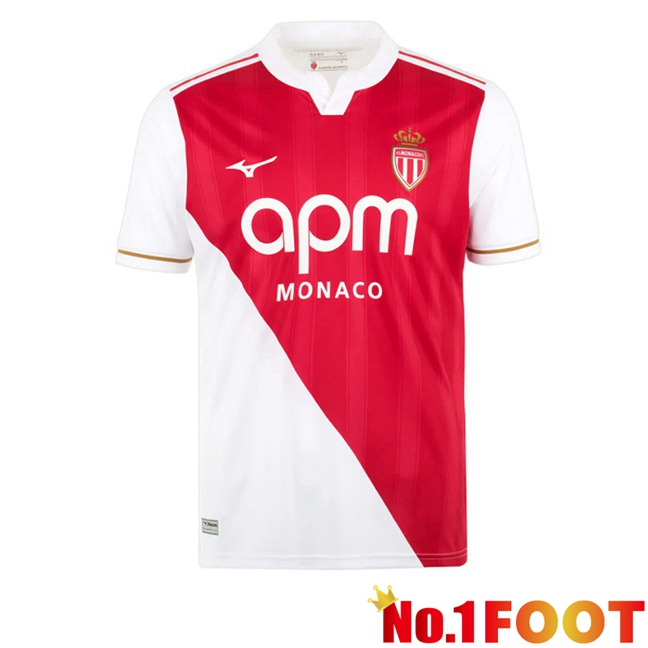 AS Monaco Home Soccer Jersey White Red 2025/2026
