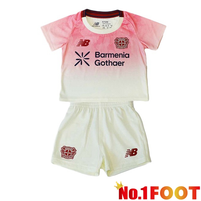 Bayer 04 Leverkusen Kids Away Soccer Jersey White Pink 2025/2026
