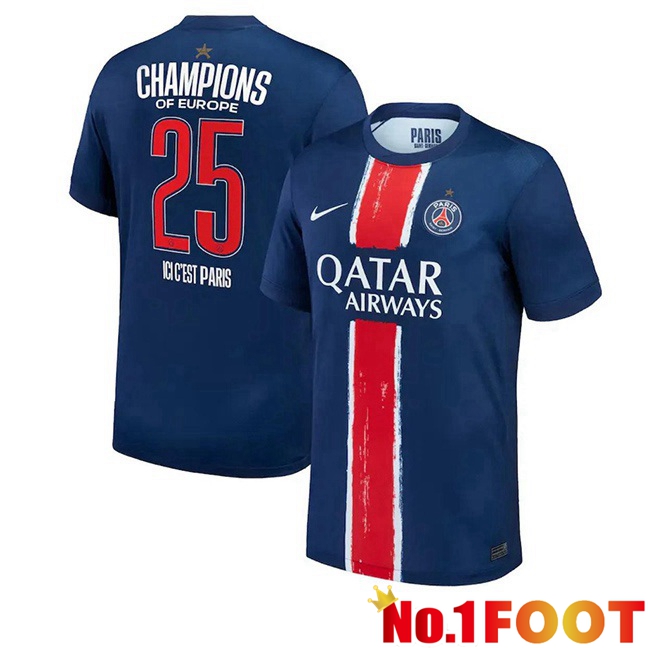 Paris PSG UCL Champions 25 Home Soccer Jersey 1 Star Special Edition Blue Royal 2024/2025