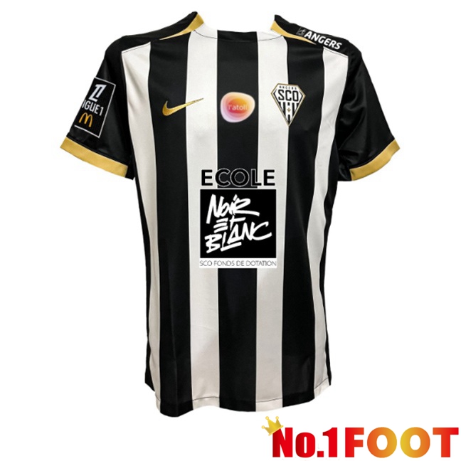 Angers SCO Home Soccer Jersey Black White 2025/2026