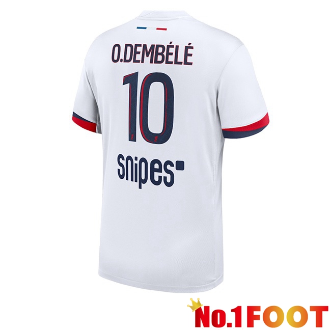 Paris PSG (O. Dembélé 10) Away Soccer Jersey White 2025/2026