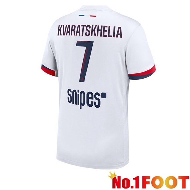 Paris PSG (Kvaratskhelia 7) Away Soccer Jersey White 2025/2026