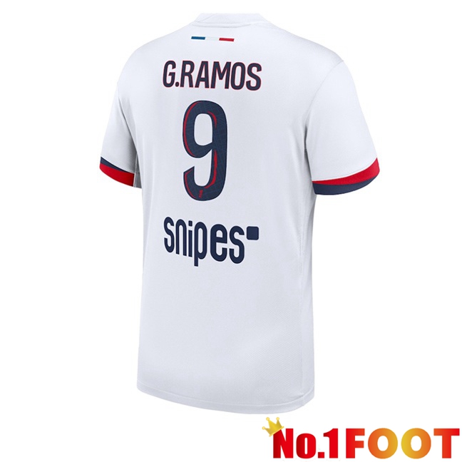Paris PSG (G. Ramos 9) Away Soccer Jersey White 2025/2026
