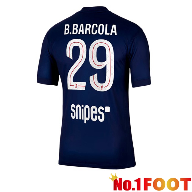 Paris PSG (B.Barcola 29) Home Soccer Jersey Blue Royal 2025/2026