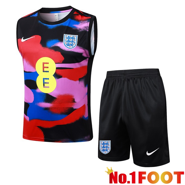 England Gilet Soccer + Shorts Red Black Blue 2025/2026
