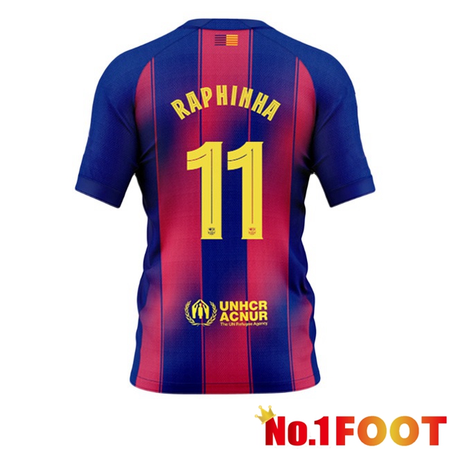 FC Barcelona (RAPHINHA 11) Home Soccer Jersey Blue Red 2025/2026
