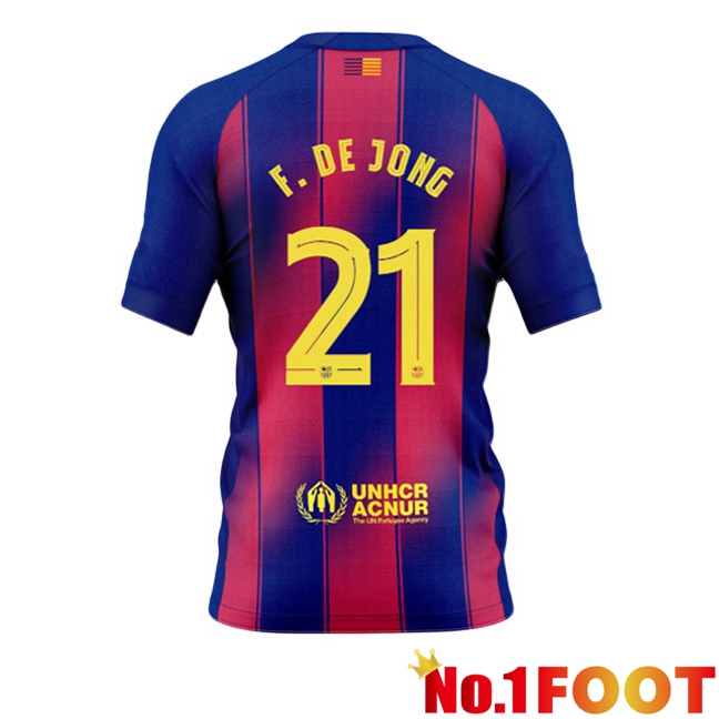 FC Barcelona (F. De JONG 21) Home Soccer Jersey Blue Red 2025/2026