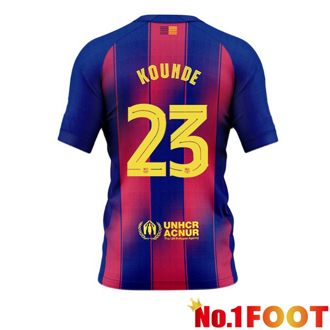 FC Barcelona (KOUNDE 23) Home Soccer Jersey Blue Red 2025/2026