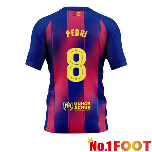 FC Barcelona (PEDRI 8) Home Soccer Jersey Blue Red 2025/2026