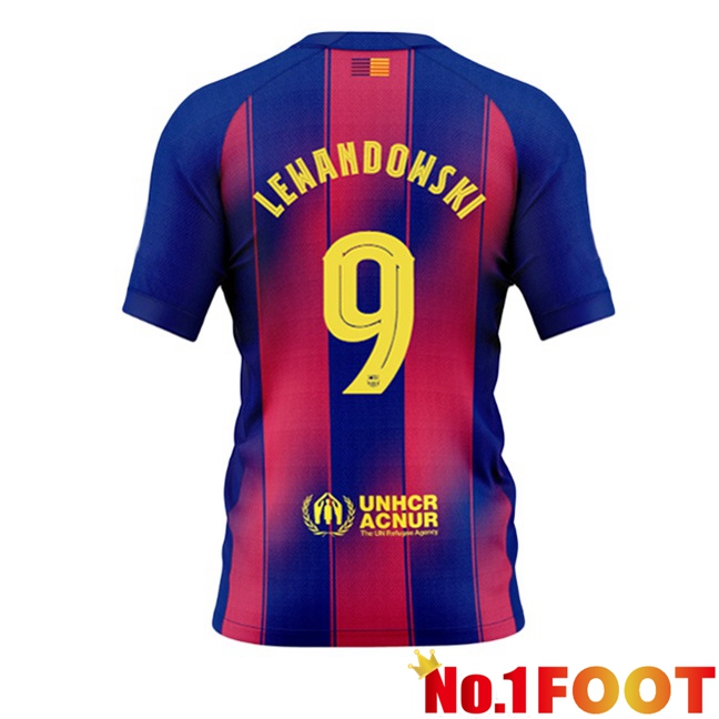 FC Barcelona (LEWANDOWSKI 9) Home Soccer Jersey Blue Red 2025/2026