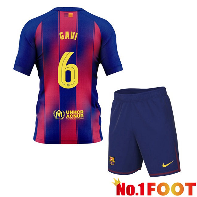 FC Barcelona (GAVI 6) Kids Home Soccer Jersey Blue Red 2025/2026