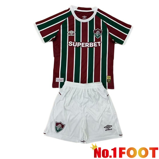 Fluminense Kids Home Soccer Jersey Red Green 2025/2026