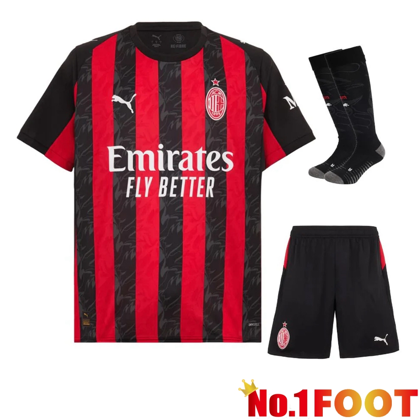 AC Milan Home kit Soccer Jersey (Shorts + Socks) 2025 2026