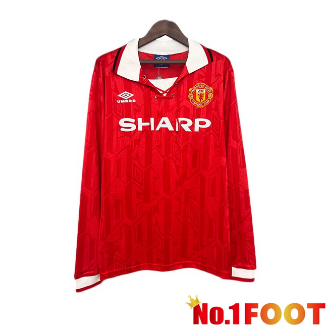 Manchester United Retro Home Soccer Jersey Long sleeve Red 1992-1994