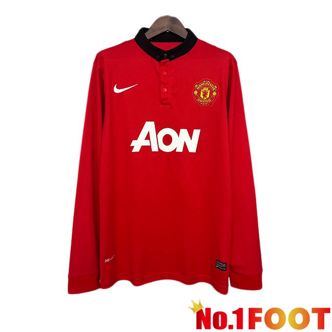 Manchester United Retro Home Soccer Jersey Long sleeve Red 2013-2014