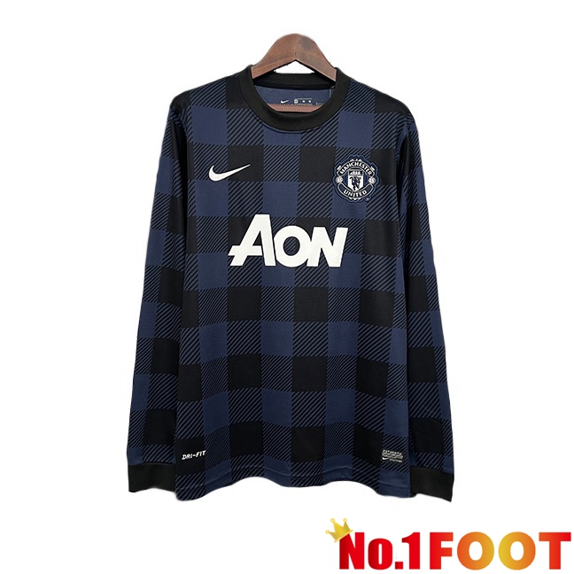 Manchester United Retro Away Soccer Jersey Long sleeve Black 2013-2014