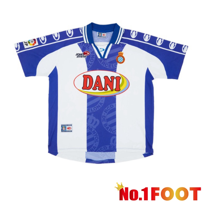 RCD Espanyol Retro Home Soccer Jersey Blue White 1999-2000