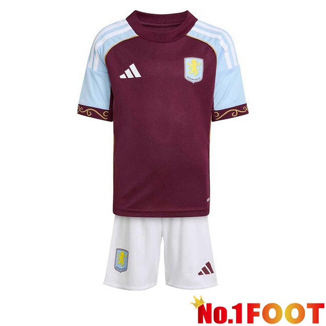 Aston Villa Kids Home Soccer Jersey Red 2025/2026