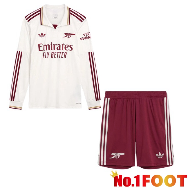Arsenal Kids Third Soccer Jersey Long sleeve White 2025/2026