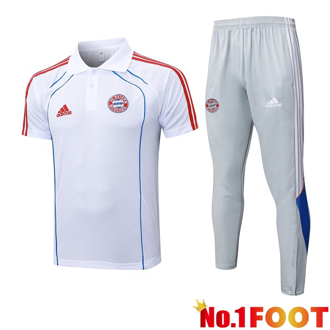 Bayern Munich Soccer Polo + Training Pants White 2025/2026
