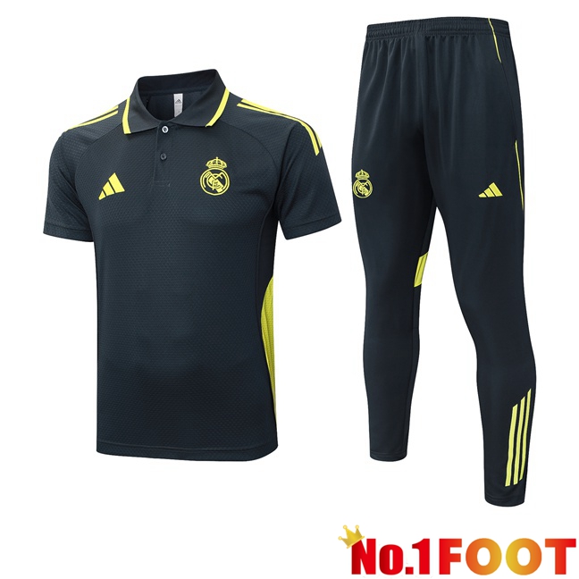 Real Madrid Soccer Polo + Training Pants Grey 2025/2026