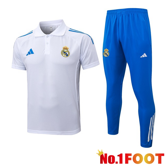 Real Madrid Soccer Polo + Training Pants White 2025/2026