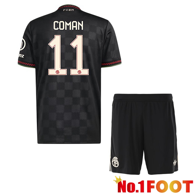 Bayern Munich (Coman 11) Kids Third Soccer Jersey Black 2025/2026