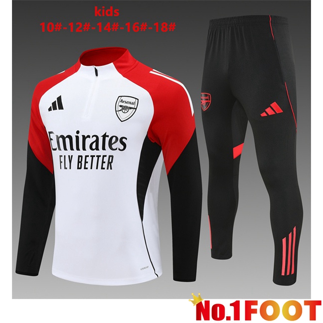 Arsenal Kids kit Training Tracksuit White Black Red 2025/2026