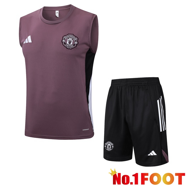 Manchester United Soccer Vest + Shorts Purple 2025/2026