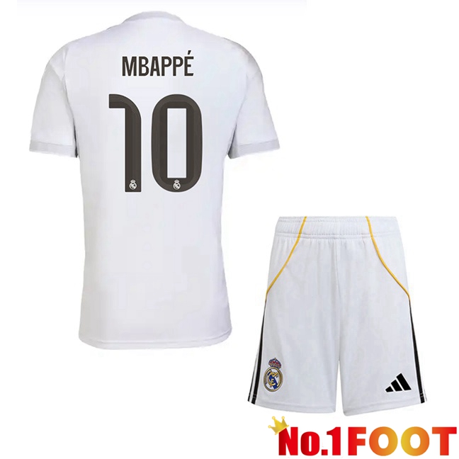 Real Madrid (Mbappé 10) Kids Home Soccer Jersey White 2025/2026