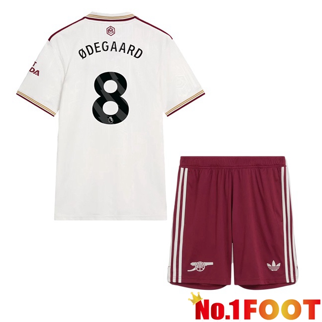 Arsenal (ØDEGAARD 8) Kids Third Soccer Jersey White 2025/2026