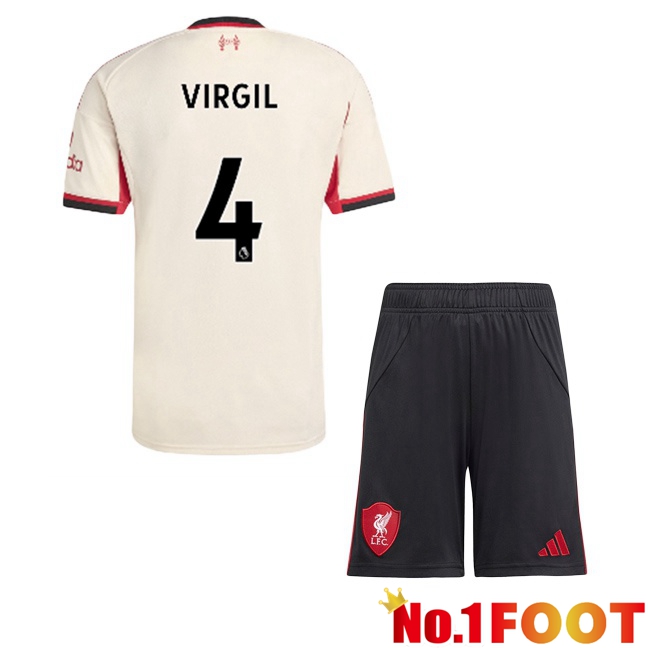 FC Liverpool (VIRGIL 4) Kids Away Soccer Jersey Yellow 2025/2026