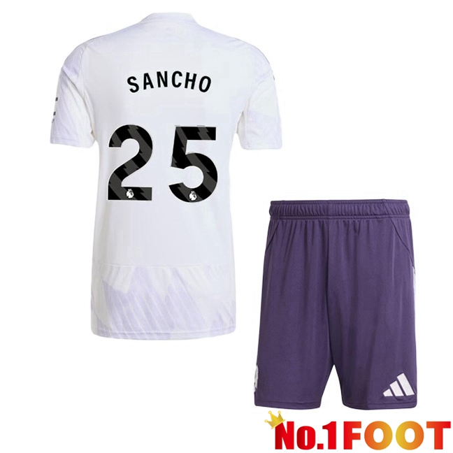 Manchester United (SANCHO 25) Kids Away Soccer Jersey White 2025/2026
