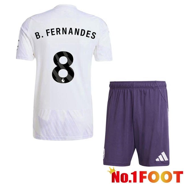 Manchester United (B. FERNANDES 8) Kids Away Soccer Jersey White 2025/2026