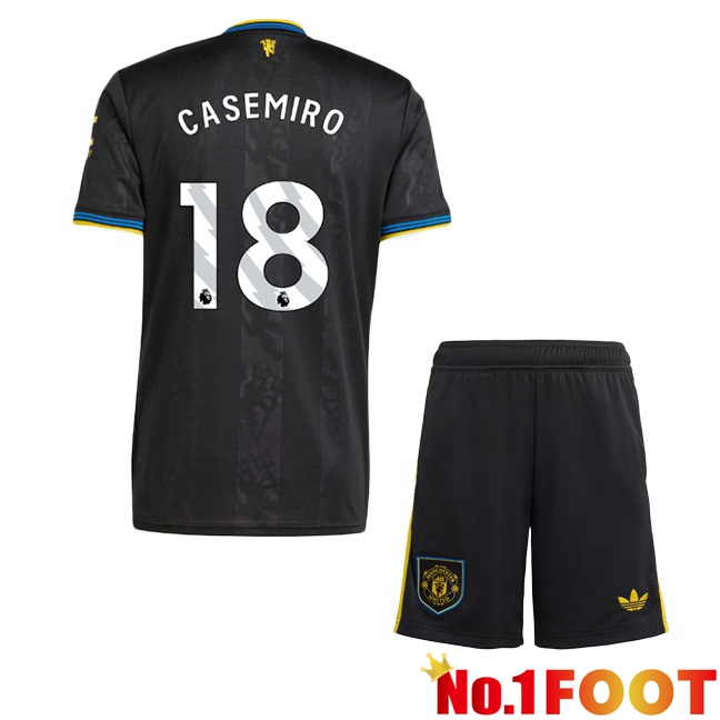 Manchester United (CASEMIRO 18) Kids Third Soccer Jersey Black 2025/2026